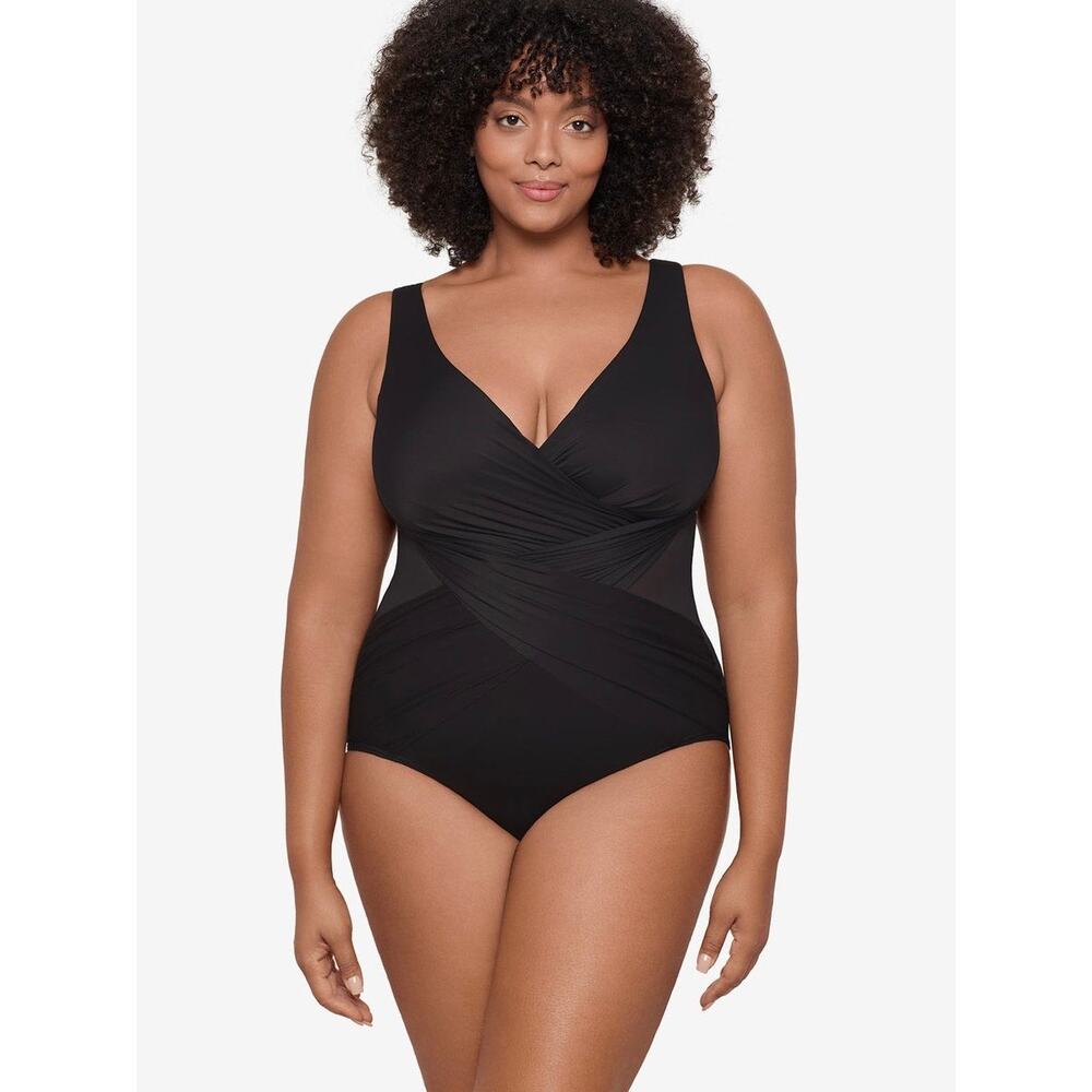 Miraclesuit Black Crossover One Piece Swimsuit Sz.20W NWOT - Picture 2 of 16